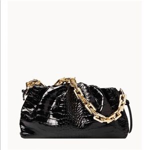 Faux Croc Ruched Pouch Shoulder Bag